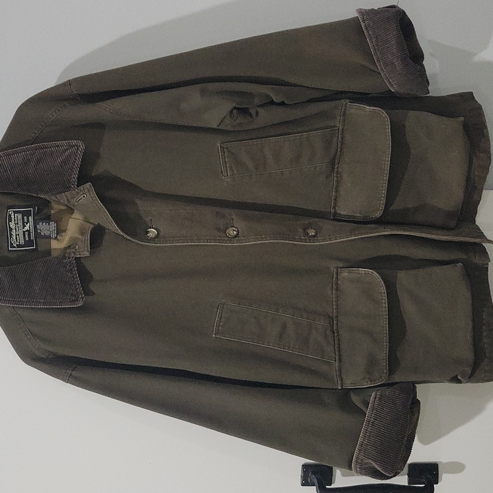 Eddie Bauer outdoor Outfitters  kackie green chore coat/ jacket corderoy collar